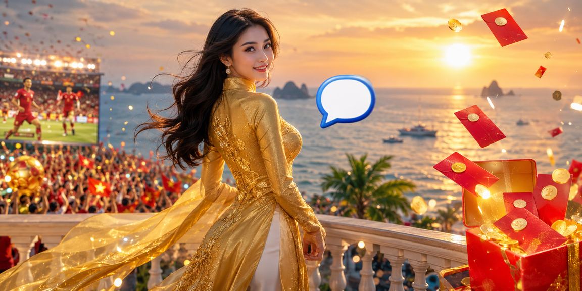 Thiếu nữ Sapa mặc áo dài với phong bì đỏ thưởng may mắn truyền thống
